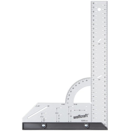 Rtvinklig linjal Wolfcraft 5206000 Stl (280 x 500 mm)