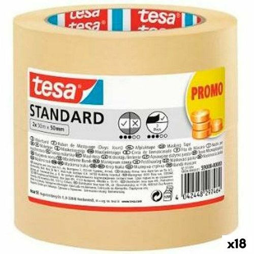Maskeringstejp TESA STANDARD Gul Papper 50 mm x 50 m 2 Delar (18