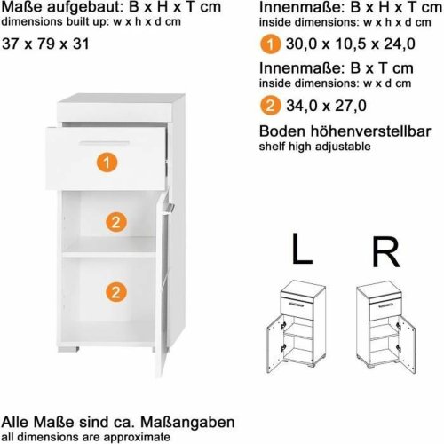 Avlastningsmbler Trendteam Vit 37 x 31 x 79 cm