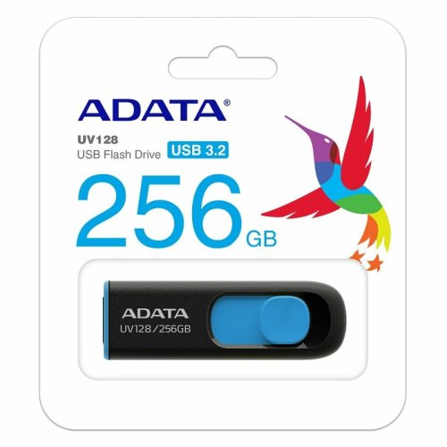USB-minne Adata PEN-256ADATA-UV128-B 256 GB Bl Svart Svart/Bl