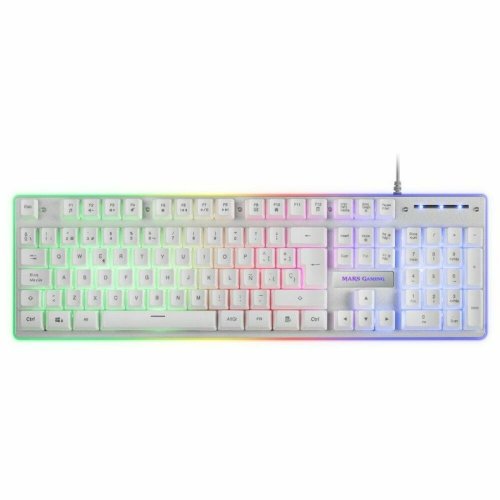 Speltangentbord och mus Mars Gaming MCPXWES Vit Qwerty Spanska Q