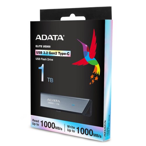 USB-minne Adata AELI-UE800-1T-CSG 1 TB Svart Silvrig