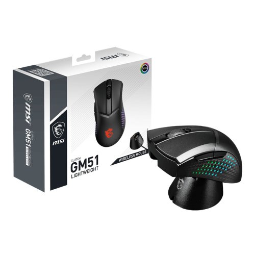 Trdls Mus MSI CLUTCH GM51 LIGHTWEIGHT WIRELESS Svart 26000 DPI