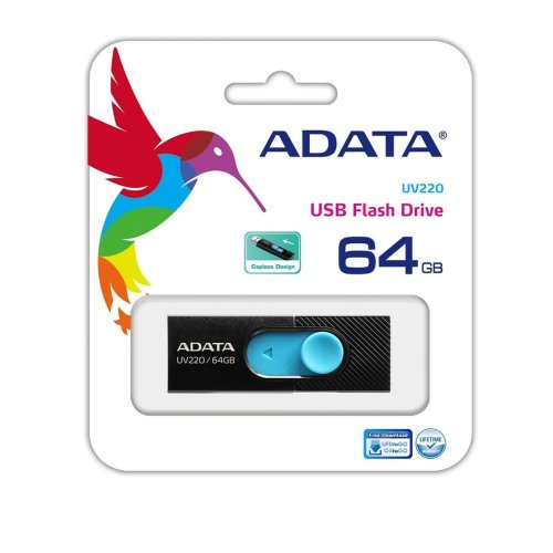USB-minne Adata UV220 64 GB Svart/Bl