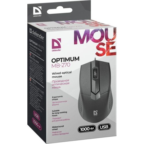 Optisk Mus Defender Optimum MB-270 Svart 1000 dpi (1000 dpi)