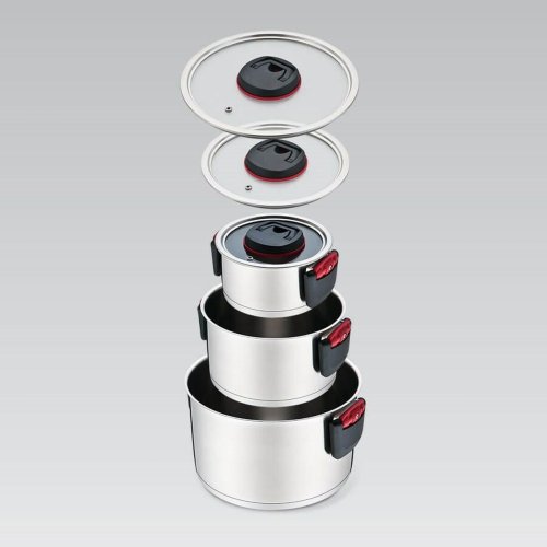 Gryta med lock Feel Maestro MR-3530-6 Svart Rd Stl Rostfritt s