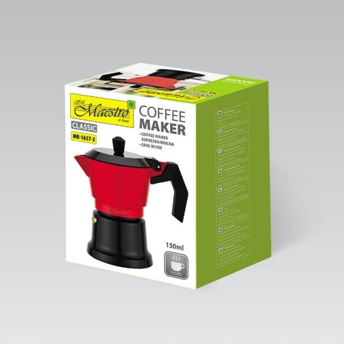 Italiensk Kaffepanna Feel Maestro MR-1657-3 Svart Rd Aluminium