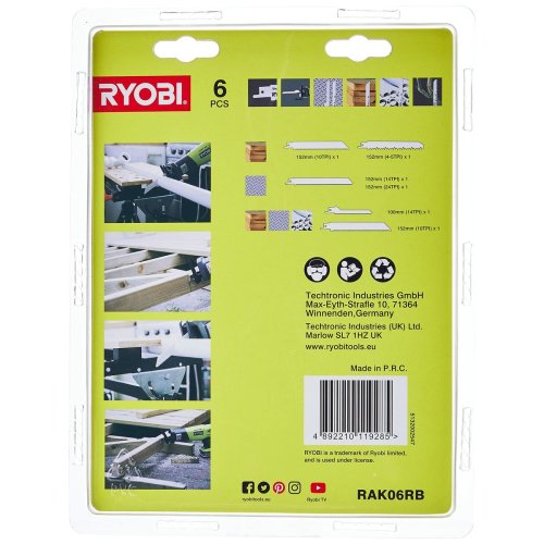 Sgblad Ryobi RAK06RB Sjlvsgande sg Metall 6 Delar