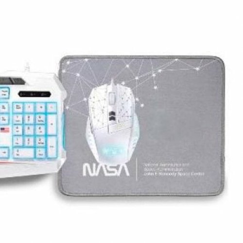 Tangentbord och Mus NASA ANDROMEDA4IN1-W Vit Multicolour Qwerty
