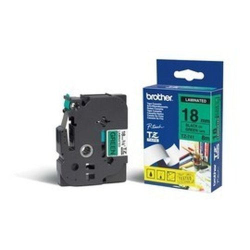 Original Blckpatron Brother TZE741 Svart Svart/Grn 18mm