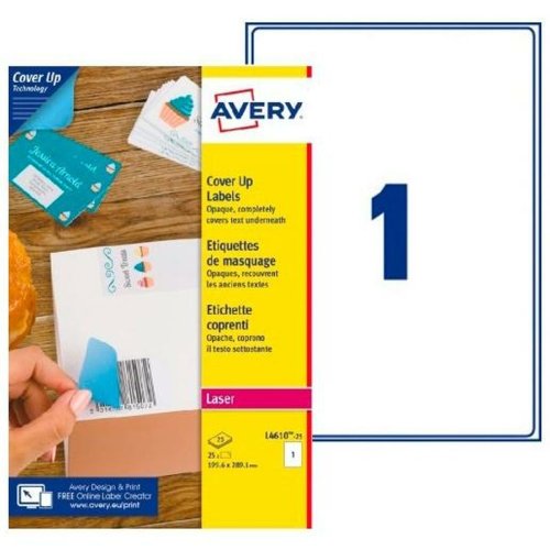 Etiketter till Skrivare Avery L4610 Vit 25 Blad 199,6 x 289,1 mm