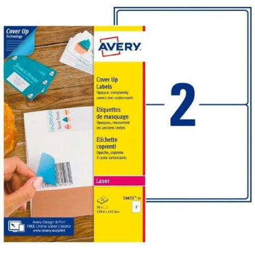 Etiketter till Skrivare Avery L4611 Vit 25 Blad 199,6 x 143,5 mm