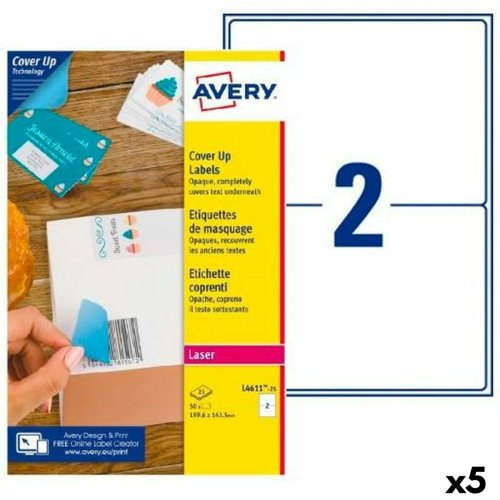 Etiketter till Skrivare Avery L4611 Vit 25 Blad 199,6 x 143,5 mm