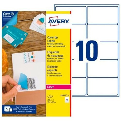 Etiketter till Skrivare Avery L4612 Vit 25 Blad 99,1 x 57 mm (5