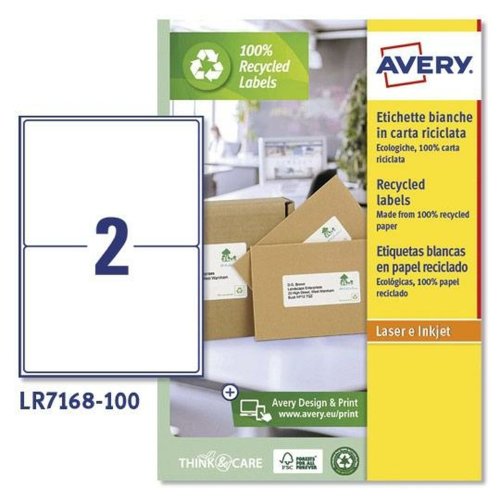 Etiketter till Skrivare Avery LR7168 Vit 100 Blad 199,6 x 143,5