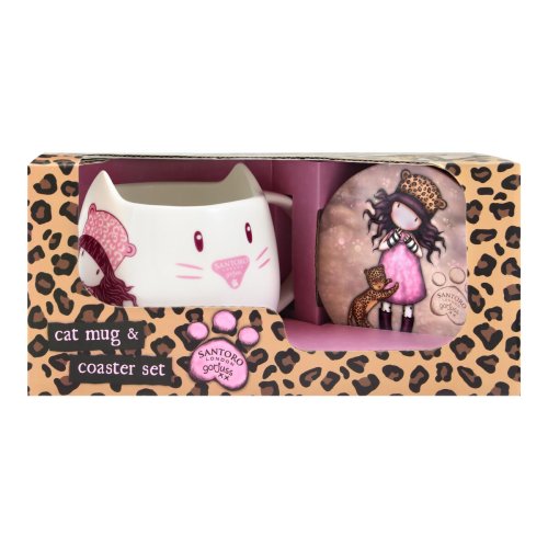 Kopp med assiett Gorjuss Purrrrrfect love Keramik Underlgg Kopp