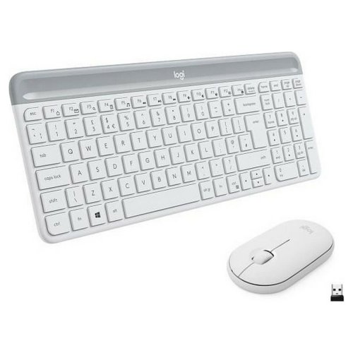 Tangentbord och Mus Logitech  MK470 Vit Franska AZERTY