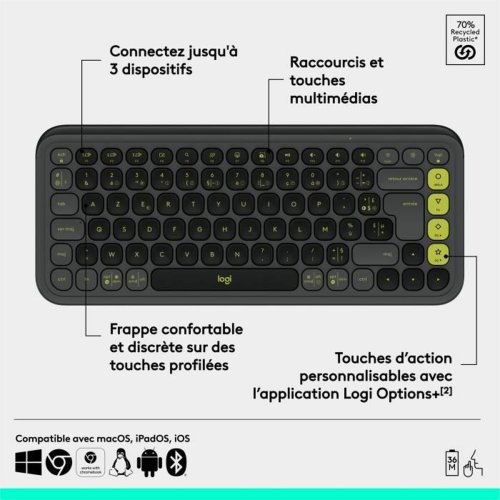 Trdlst Tangentbord Logitech Pop Icon Keys Mrkgr AZERTY