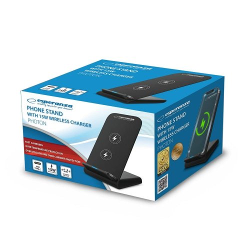 Trdls laddare med mobilhllare Esperanza EZC101 Svart