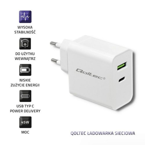 Vggladdare Qoltec 51718 Vit 45 W (1 antal)