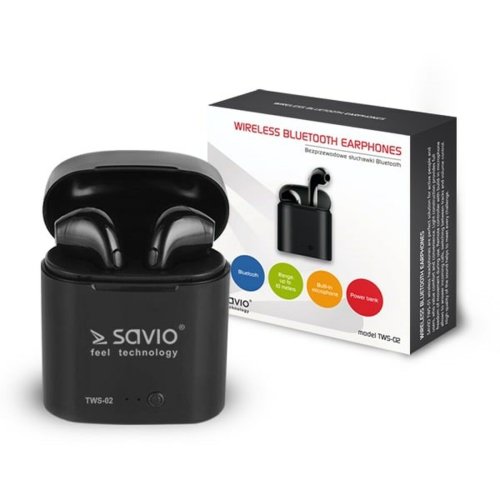 Ear Bluetooth hrlurar Savio TWS-02 Svart Grafit