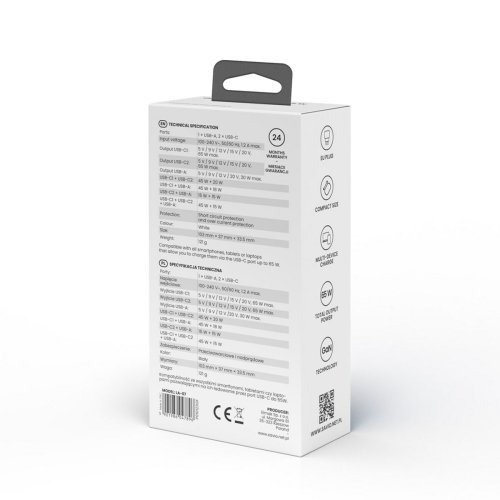 Vggladdare Savio LA-07 Vit 65 W