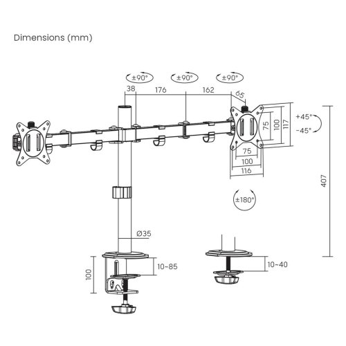 Bordfste fr Skrm MacLean MC-754N 17" 32"