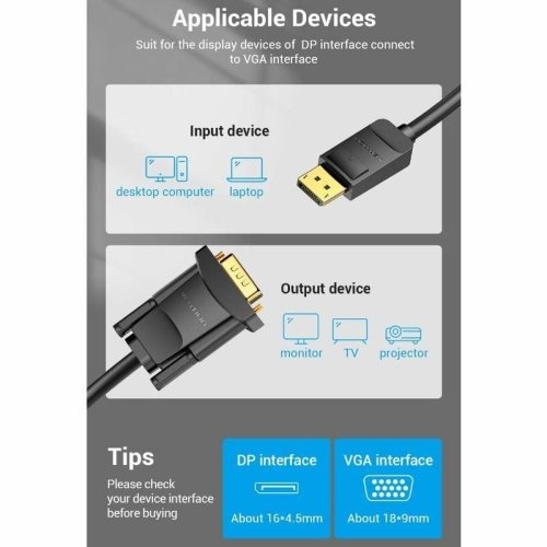 DisplayPort till VGA Adapter Vention HBLBJ Svart 5 m