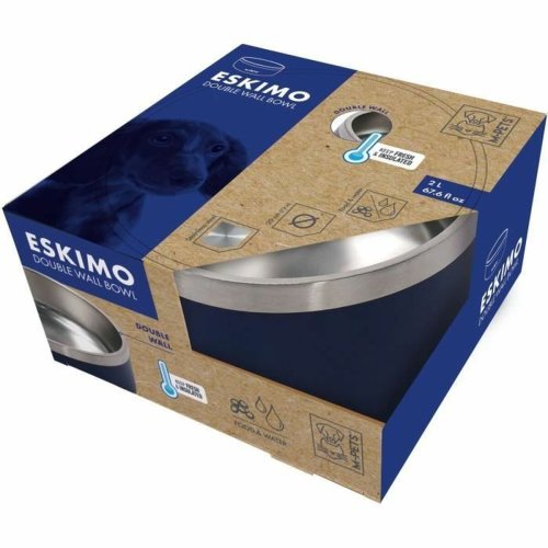 Hundmatare MPETS ESKIMO Metall Rostfritt stl Bl Slirsker 2 L