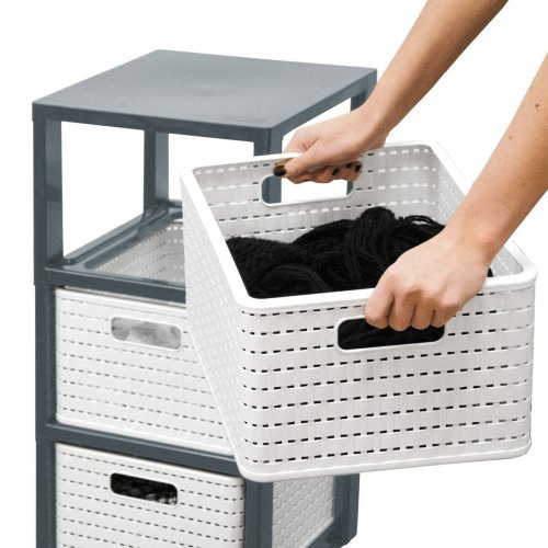 Bokhylla Rotho Country Vit Antracitgr Plast