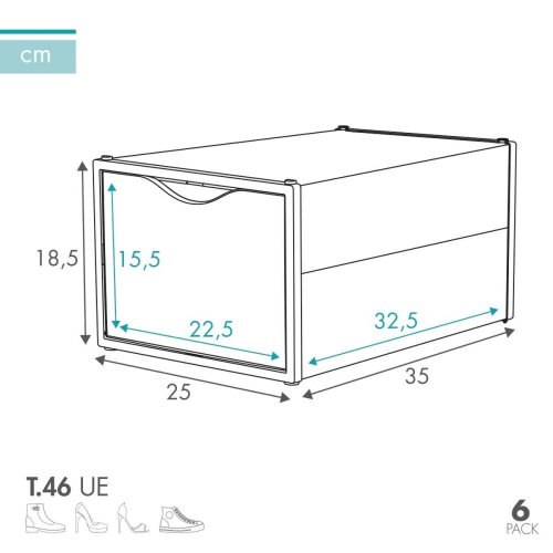 Stackable shoe box Max Home Vit 6 antal polypropen ABS 25 x 18,5