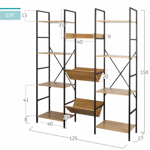 Bokhylla Max Home Stl Melamin spnskiva 125 x 150 x 27 cm
