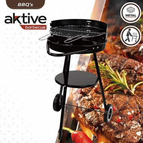 Kolgrill med hjul Aktive Textilene 42 x 76,5 cm Svart