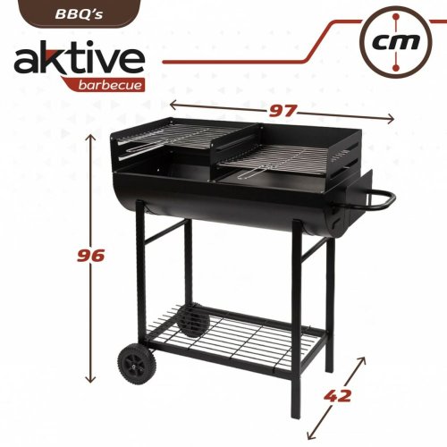 Kolgrill med hjul Aktive Plast Emaljerad metall 97 x 96 x 42 cm