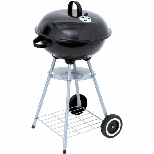 Kolgrill med hjul Aktive 46 cm Rund Svart Med lock