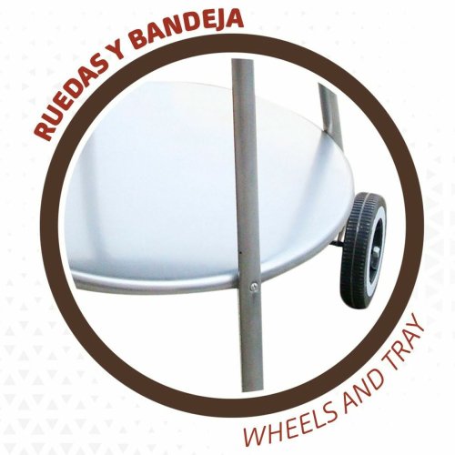 Kolgrill med hjul Aktive 51 x 51 x 82 cm Svart