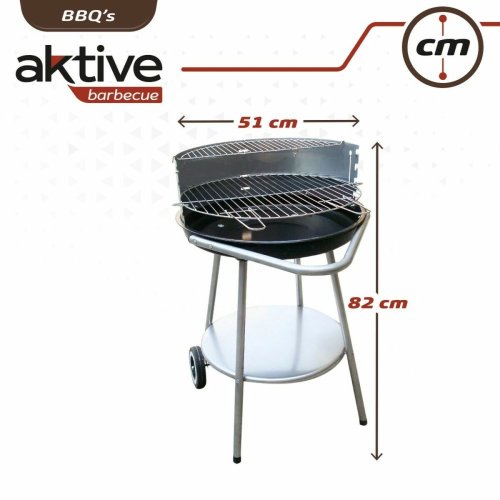 Kolgrill med hjul Aktive 51 x 51 x 82 cm Svart
