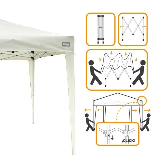 Gazebo Aktive 300 x 250 x 300 cm Tyg Stl Vit