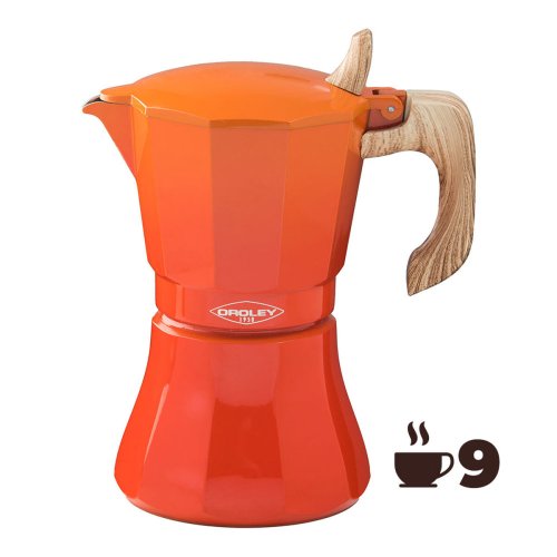 Italiensk Kaffepanna Oroley Petra Orange Aluminium 9 Koppar