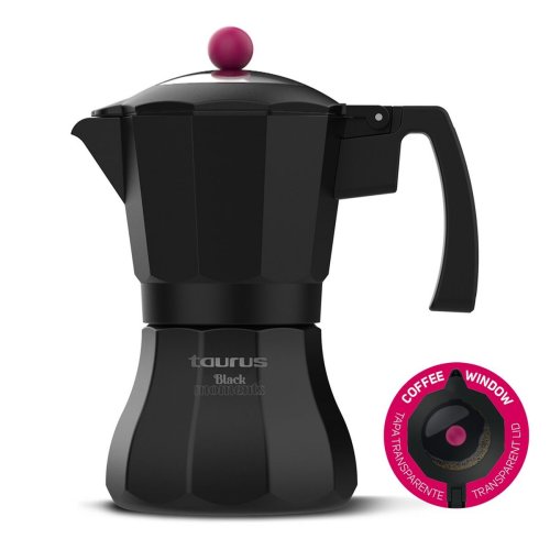 Italiensk Kaffepanna Taurus Black Moments 3 Svart Aluminium 3 Cs