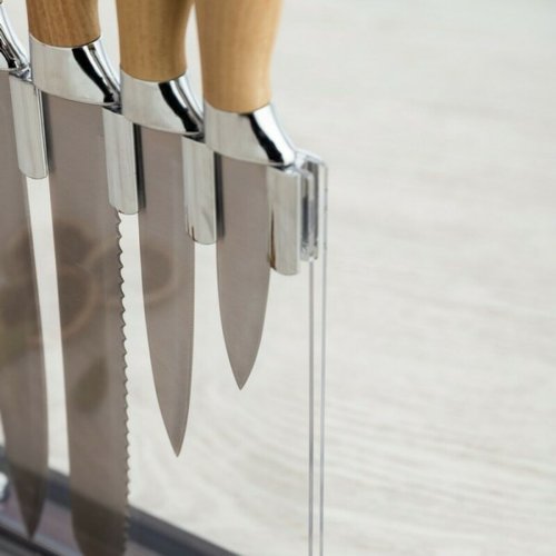 Set med kksknivar och hllare Quid Baobab (5 pcs) Brun Metall