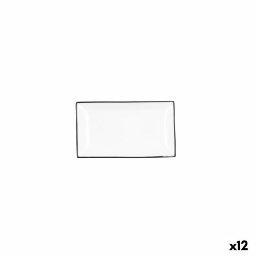Snacksbricka Quid Gastro Vit Svart Keramik 16,5 x 9,5 x 2 cm (12