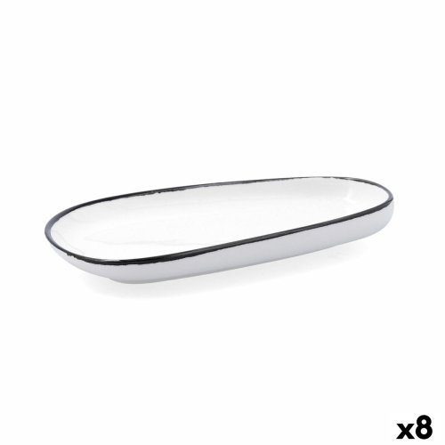 Platt skl Ariane Vital Filo Vit Svart Keramik Rektangulr 27 cm