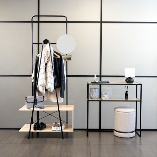 Kldhngare med spegel Vinthera Moa Svart Beige Metall Tr MDF 7