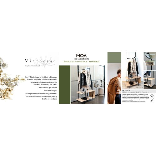 Kldhngare med spegel Vinthera Moa Svart Beige Metall Tr MDF 7