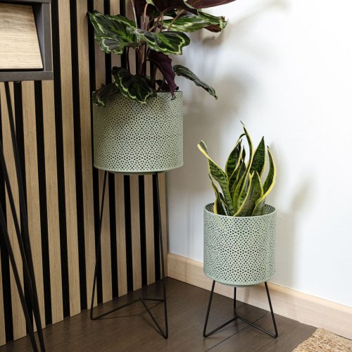 Krukvxt med stllning Vinthera Moa Grn Metall 22 x 22 x 58 cm