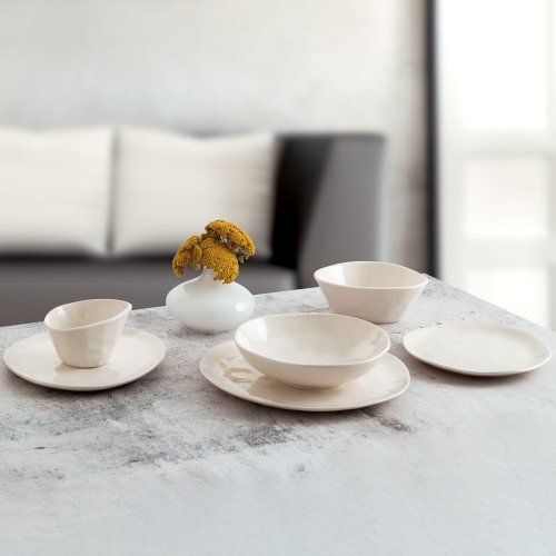 Snacksskl Bidasoa Cosmos Vit Keramik 12 cm (6 antal)