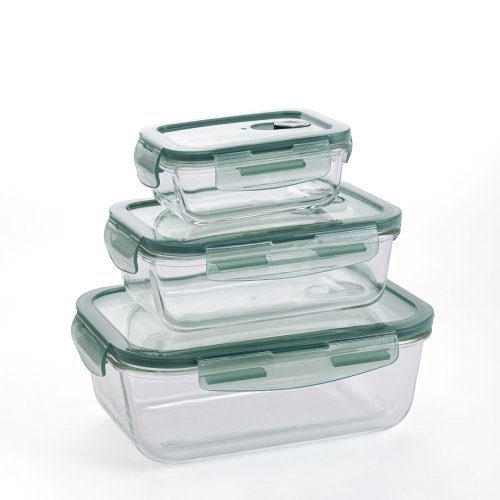 Lunchldor, set Quid Minimal Grn Glas 330 ml 800 ml 1,8 L 3 Del