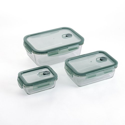 Lunchldor, set Quid Minimal Grn Glas 330 ml 800 ml 1,8 L 3 Del