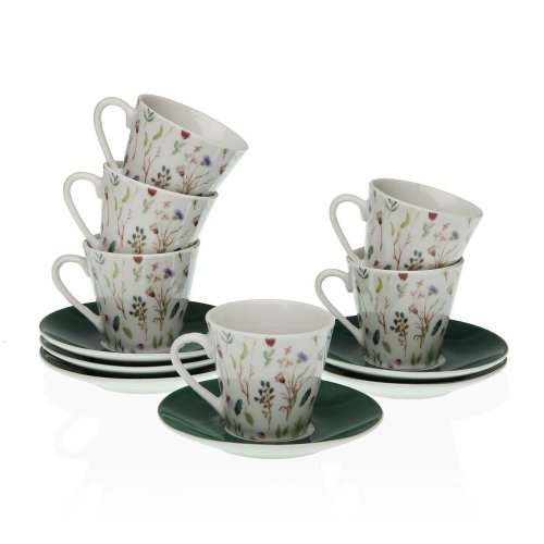 Set med koppar och fat Versa Sansa Porslin 5,8 x 6 x 5,8 cm Kaff
